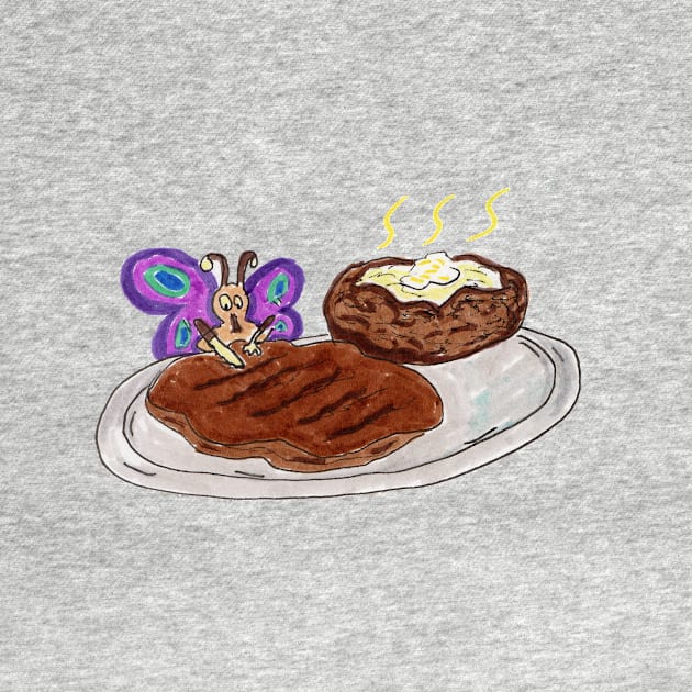 Butterfly Eating a Steak Dinner by ConidiArt